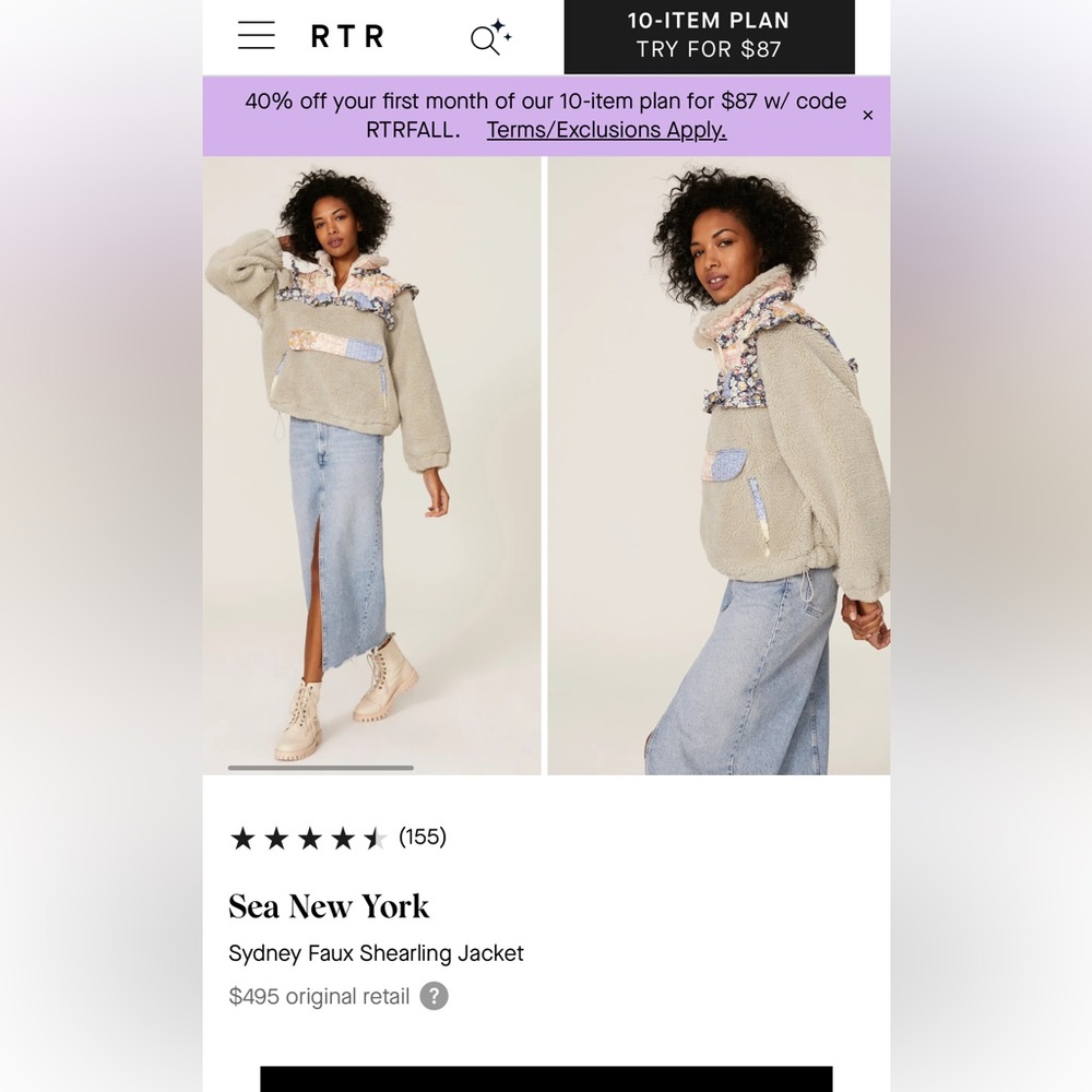 NWT Sea New York Shearling Pullover